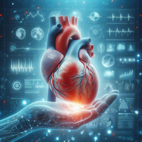 Una mano sostiene un corazón humano en un entorno lleno de datos y estadísticas. Imagen de Phylum en Pixabay