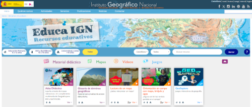 Imagen de la página web de recursos educativos del IGN